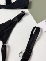Black adjustable leg garter detail for sexy lingerie set