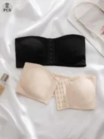 2-Piece Women's Front Closure Padded Bra Set – Multicolor Everyday Comfort Bras - Image 10