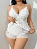 Plunge Lace Trim Cami Set - Image 8