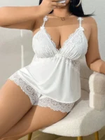Plunge Lace Trim Cami Set - Image 9