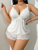 Plunge Lace Trim Cami Set - Image 11