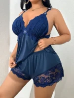 Plunge Lace Trim Cami Set - Image 13