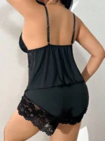 Plunge Lace Trim Cami Set - Image 3