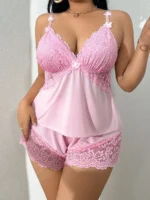 Plunge Lace Trim Cami Set - Image 18